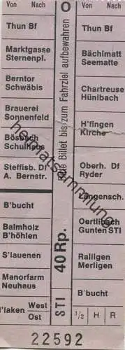 Schweiz - STI Verkehrsbetriebe Steffisburg-Thun-Interlaken - Fahrkarte 40Rp.