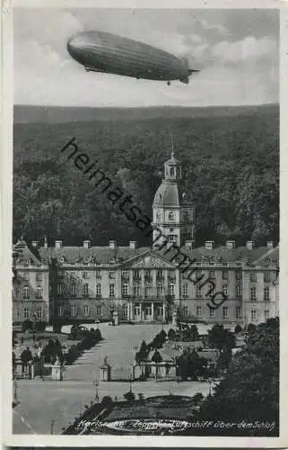 Karlsruhe - Zeppelin über dem Schloss - Feldpost - Briefstempel Wehrmachtpost