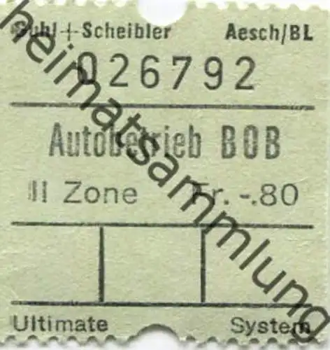 Schweiz - Berner-Oberland-Bahnen - Autobusbetrieb BOB - Fahrschein