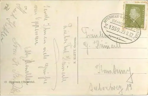 Oppenau - Foto-Ansichtskarte - Bahnpost