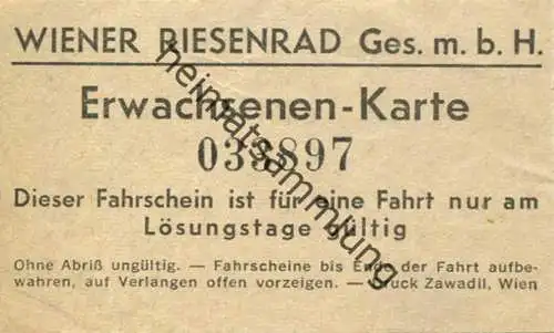 Österreich - Wien - Wiener Riesenrad Ges.m.b.H. - Fahrschein
