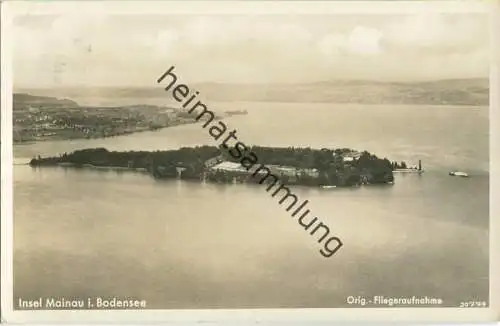 Insel Mainau - Fliegeraufnahme - Foto-Ansichtskarte - Posthilfstelle Konstanz-Egg