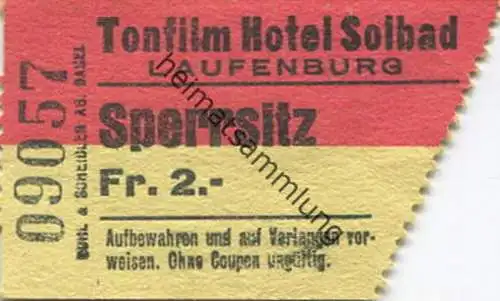 Schweiz - Tonfilm Hotel Solbad Laufenburg - Kinokarte