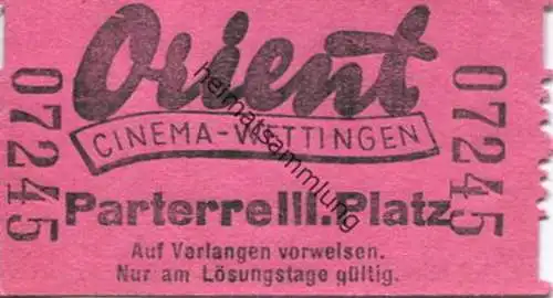 Schweiz - Wettingen - Cinema Orient - Kinokarte