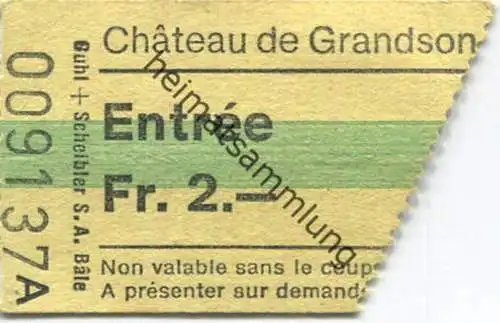 Schweiz - Chateau de Grandson - Eintrittskarte