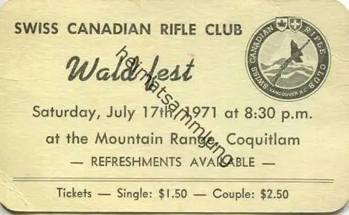 Kanada - Swiss Canadian Rifle Club Vancouver - Waldfest 1971 at the Mountain Range Coquitlam