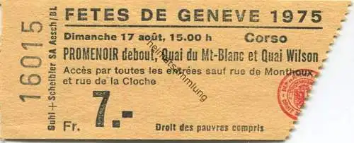Schweiz - Fetes de Geneve 1975 - Eintrittskarte