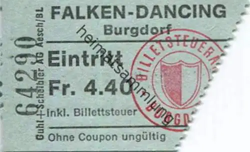 Schweiz - Falken-Dancing - Burgdorf - Eintrittskarte