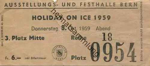 Schweiz - Ausstellungs- und Festhalle Bern - Holiday on Ice 1959 - Eintrittskarte