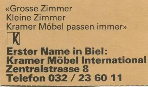 Schweiz - Stadttheater Biel 1982 - Eintrittskarte