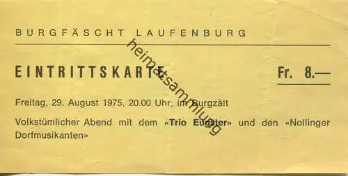 Schweiz - Burgfäscht Laufenburg 1975 - Eintrittskarte