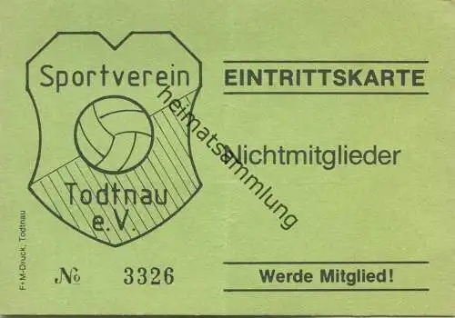 Deutschland - Sportverein Todtnau e. V. - Eintrittskarte für Nichtmitglieder