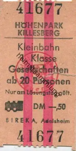 Deutschland - Höhenpark Killesberg - Kleinbahn - Fahrschein 1. Klasse