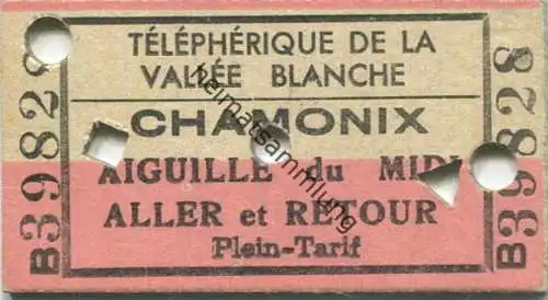 Frankreich - Telepherique de la Vallee Blanche Chamonix Aiguille du Midi - Fahrkarte 1958