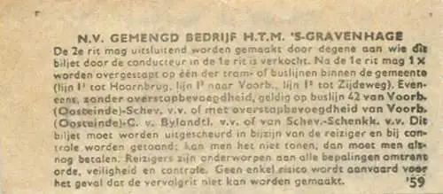 Niederlande - N. V. Gemengd bedrijf H.T.M. S-Gravenhage - Fahrschein