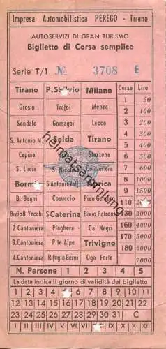 Italien - Automobilistica PEREGO Tirano - Fahrschein - Biglietto