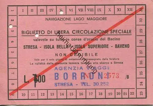 Italien - Biglietto di Libera circolazione speciale - Stresa - Isola Bella - Isola Supperiore - Baveno - Tages-Fahrkarte