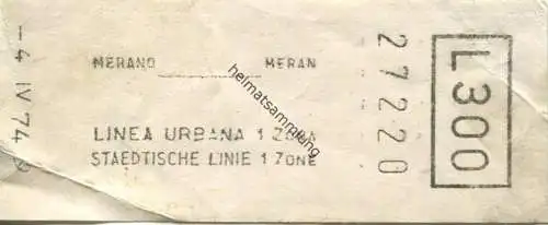 Italien - Merano - Städtische Linie - Biglietto L. 300