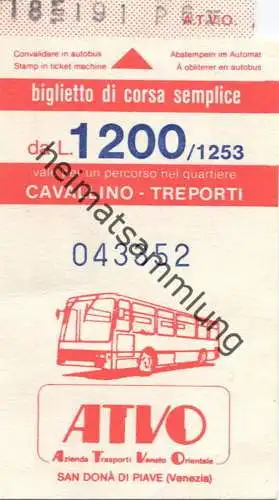 Italien - Cavallino Treporti - Biglietto di corsa semplice da L. 1200