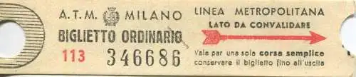 Italien - Italien - A.T.M. Milano - Biglietto Ordinario