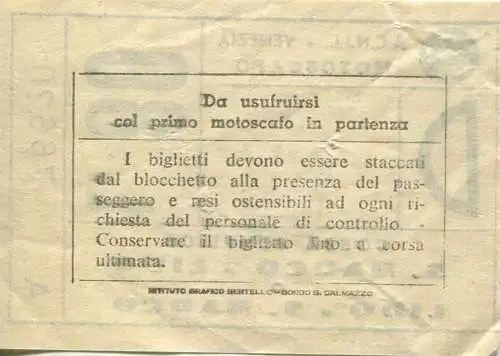 Italien - A.C.N.I.L. - Venezia - Motoscafo - S. Marco - Lido - Fahrschein Biglietto L. 80