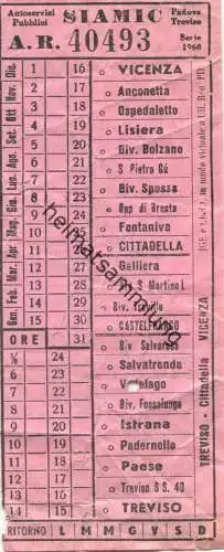 Italien - Siamic - Vicenza Cittadella Treviso - Fahrschein Biglietto 1960