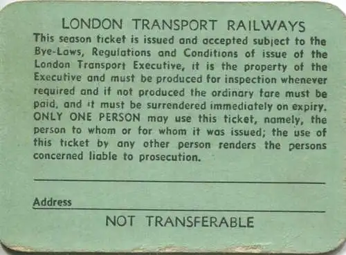 Grossbritannien - London Transport Railways - Clapham south and Mornington crescent - 2nd class monthly season Ticket 19