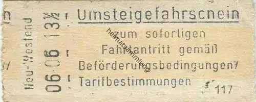Deutschland - BVG Berlin Potsdamer Str. 188 - Umsteigefahrschein - Fahrpreis 1,90 DM - Neu-Westend