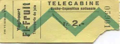 Schweiz - Telecabine - Ouchy - Exposition nationale - Fahrschein 1964