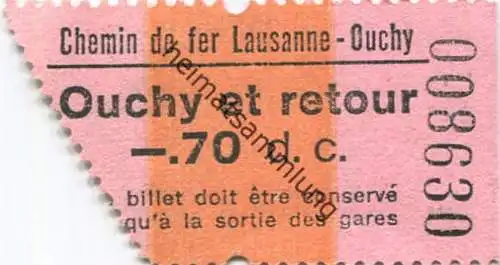 Schweiz - Chemin de fer Lausanne-Ouchy - Ouchy et retour - Billet