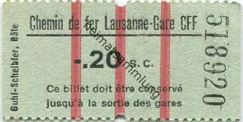 Schweiz - Chemin de fer Lausanne-Gare CFF - Billet