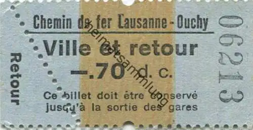 Schweiz - Chemin de fer Lausanne-Ouchy - Ville et retour - Billet