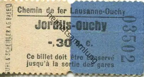 Schweiz - Chemin de fer Lausanne-Ouchy - Jordils-Ouchy - Fahrschein