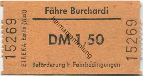 Deutschland - Fähre Burchardi Berlin - Fahrkarte DM 1,50