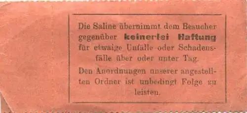 Deutschland - Staatliche Saline Friedrichshall - Eintrittskarte für Steinsalzwerke Kochendorf