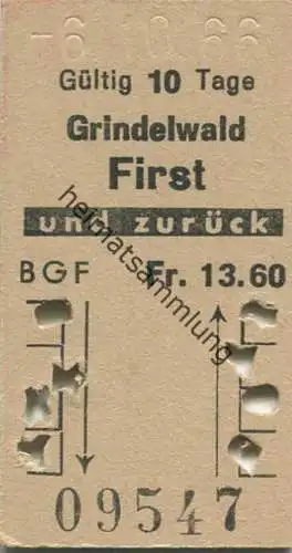 Schweiz - BGF - Grindelwald First und zurück - Fahrkarte 1966