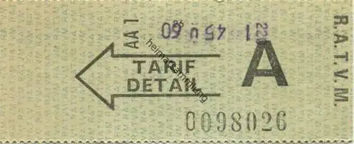 Frankreich - R. A. T. V. M. Marseille - Fahrkarte