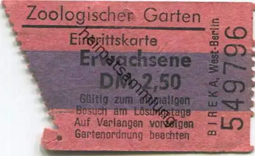 Deutschland - Berlin - Zoologischer Garten Berlin - Eintrittskarte
