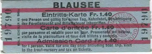 Schweiz - Blausee - Eintrittskarte