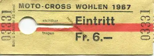 Schweiz - Moto-Cross Wohlen 1967 - Eintrittskarte