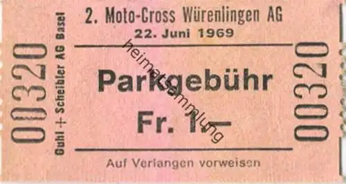 Schweiz - 2. Moto-Cross Würenlingen 1969 - Parkgebühr