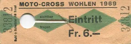 Schweiz - Moto-Cross Wohlen 1969 - Eintrittskarte