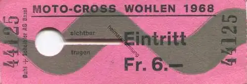 Schweiz - Moto-Cross Wohlen 1968 - Eintrittskarte