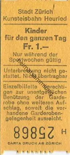 Schweiz - Zürich - Kunsteisbahn Heuried - Kinder-Eintrittskarte für den ganzen Tag