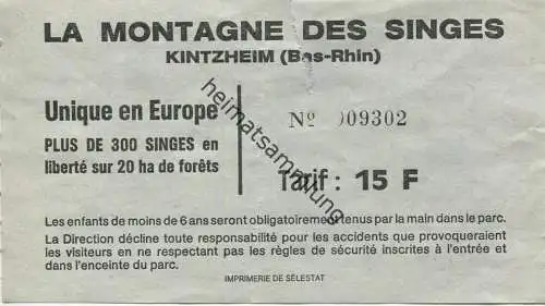 Frankreich - La Montagne des Singes - Affenberg - Kintzheim - Eintrittskarte