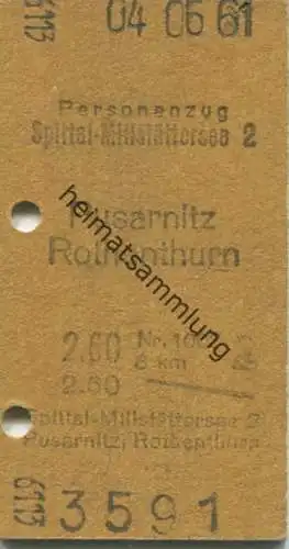 Österreich - Spittal-Millstättersee 2 - Pusarnitz Rothenthurn - Fahrkarte 1961