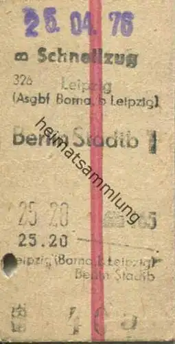 Deutschland - Leipzig-Borna nach Berlin Stadtbahn - Schnellzug - Fahrkarte 1976