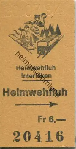 Schweiz - Heimwehfluh - Interlaken - Fahrkarte 1994