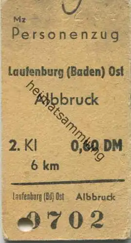 Deutschland - Laufenburg (Baden) Ost - Albbruck - Fahrkarte 1964