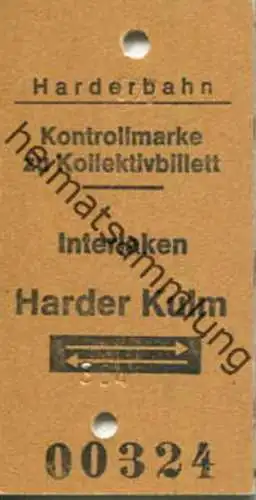 Schweiz - Harderbahn - Kontrollmarke zu Kollektivbillet - Interlaken Karder Kulm